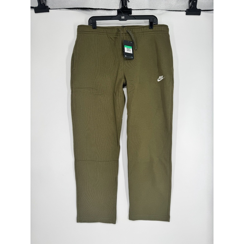 Nike Sportswear Club Fleece Sweatpants XL Olive Open Hem Straight Leg 804395-395
